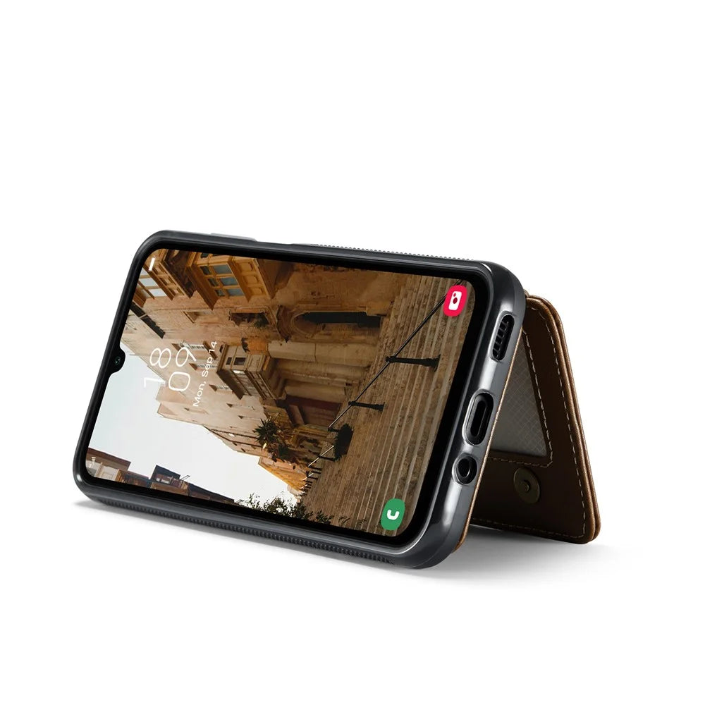 JEEHOOD J05 For Samsung Galaxy A16 5G Case Leather Mobile Cover with Detachable Magnetic Card Bag - Brwon - 5