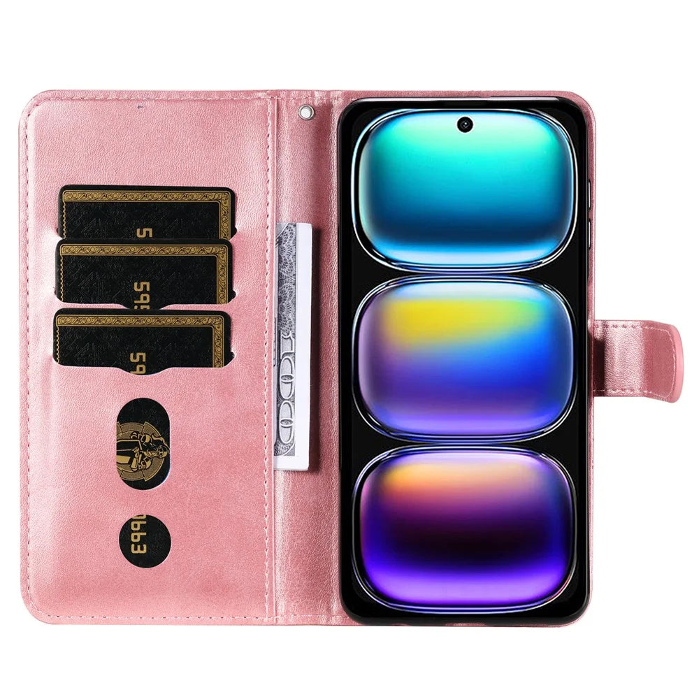 For Infinix Hot 50i 4G / Smart 9 4G Case Zipper Wallet Calf Texture PU Leather Phone Cover - Pink - 2