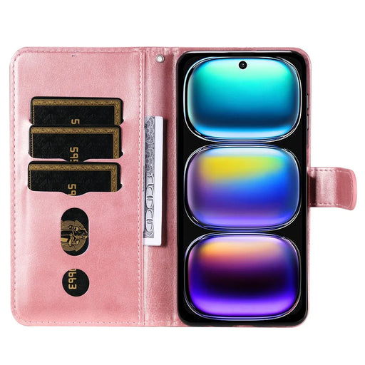 For Infinix Hot 50i 4G / Smart 9 4G Case Zipper Wallet Calf Texture PU Leather Phone Cover - Pink - 2