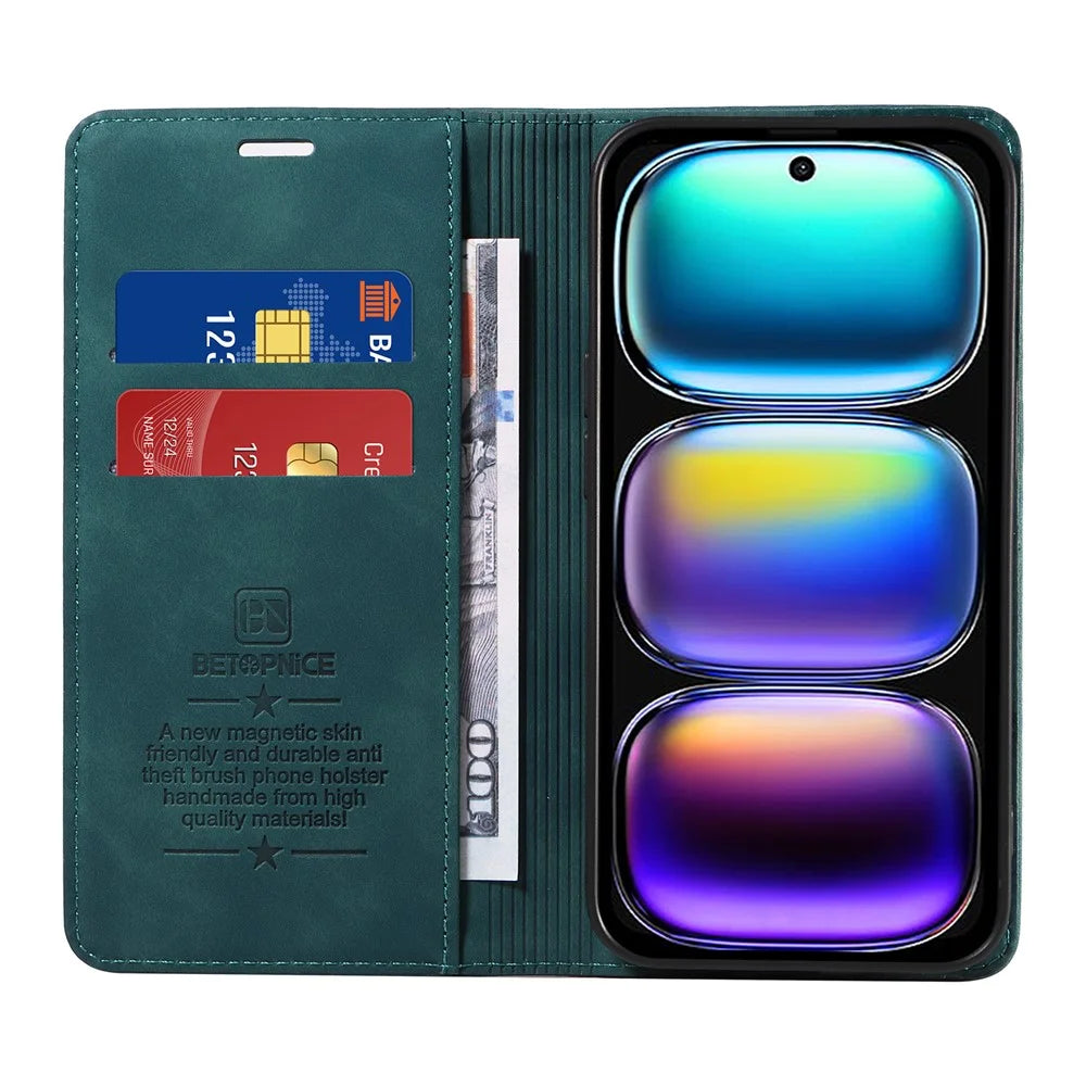 BETOPNICE 003 For Infinix Hot 50i 4G / Smart 9 4G Wallet Case Leather Phone Cover with Stand - Green - 2