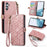 For Samsung Galaxy A56 5G Case Zipper Wallet Geometry Lines Leather Phone Cover - Pink - 1