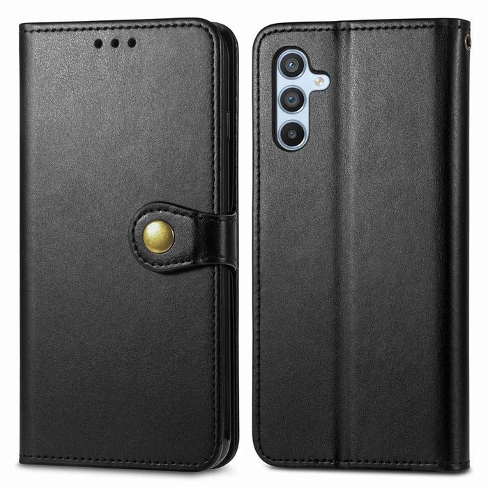 For Samsung Galaxy A36 5G Case Leather Phone Case Wallet Stand Cover with Wrist Strap - Black - 1