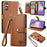 For Samsung Galaxy A36 5G Case RFID Blocking Zipper Pocket Leather Wallet Phone Cover - Brown - 1