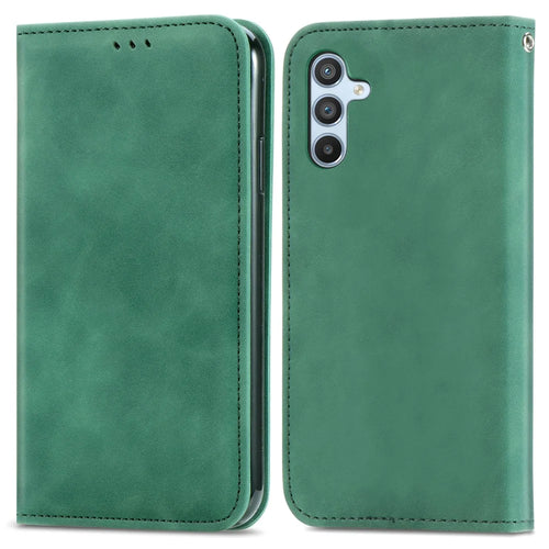 For Samsung Galaxy A36 5G Case Skin Touch Feeling Leather Card Holder Phone Cover Magnetic Absorption - Green - 1