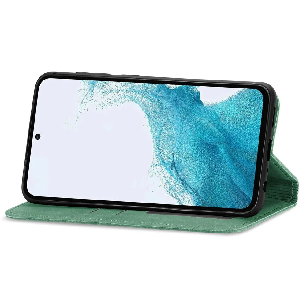 For Samsung Galaxy A36 5G Case Skin Touch Feeling Leather Card Holder Phone Cover Magnetic Absorption - Green - 4