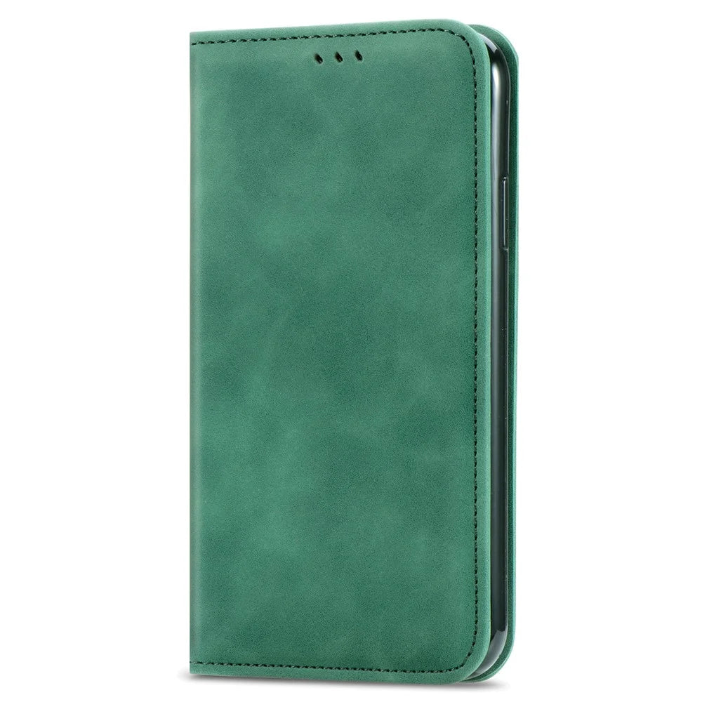 For Samsung Galaxy A36 5G Case Skin Touch Feeling Leather Card Holder Phone Cover Magnetic Absorption - Green - 5