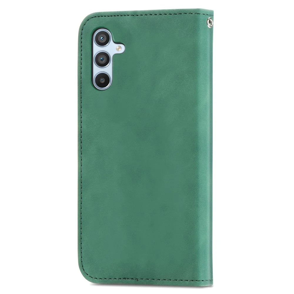 For Samsung Galaxy A36 5G Case Skin Touch Feeling Leather Card Holder Phone Cover Magnetic Absorption - Green - 6