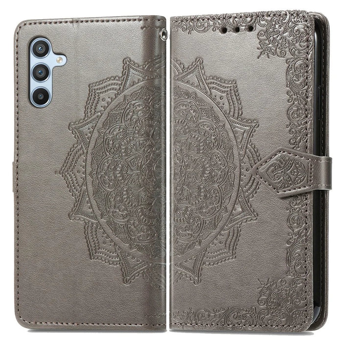 For Samsung Galaxy A36 5G Wallet Case Mandala Flower Leather Phone Cover Stand View - Grey - 1