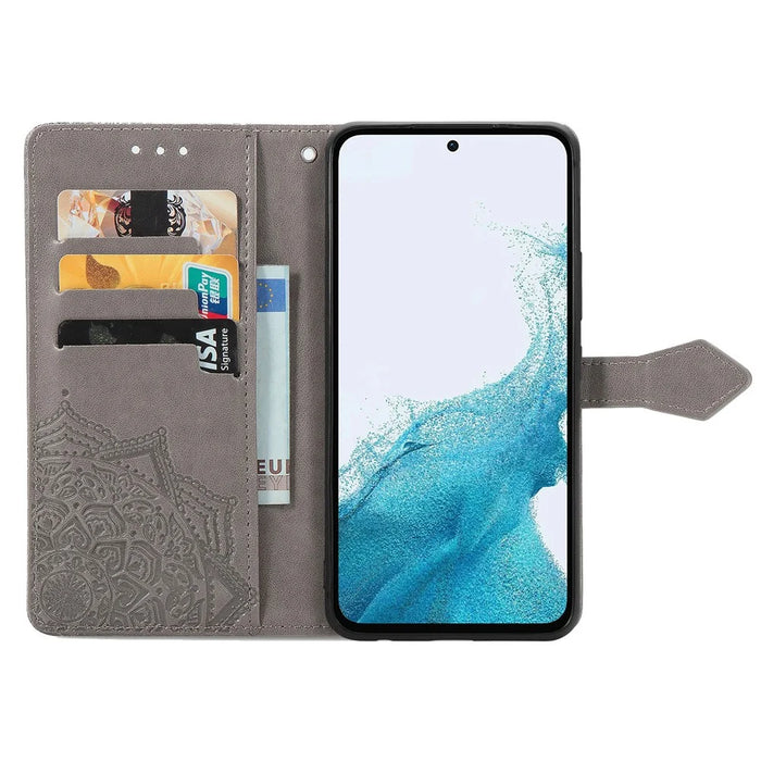 For Samsung Galaxy A36 5G Wallet Case Mandala Flower Leather Phone Cover Stand View - Grey - 2