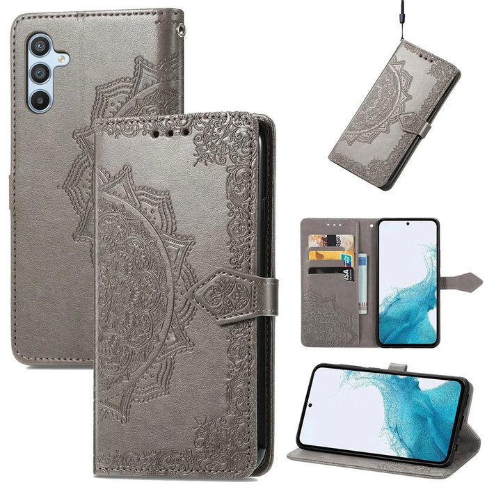 For Samsung Galaxy A36 5G Wallet Case Mandala Flower Leather Phone Cover Stand View - Grey - 4