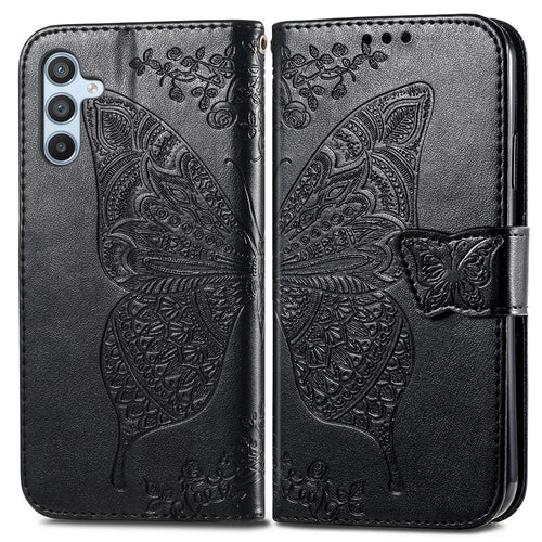 For Samsung Galaxy A36 5G Case PU Leather Wallet Phone Cover Butterfly Pattern - Black - 1