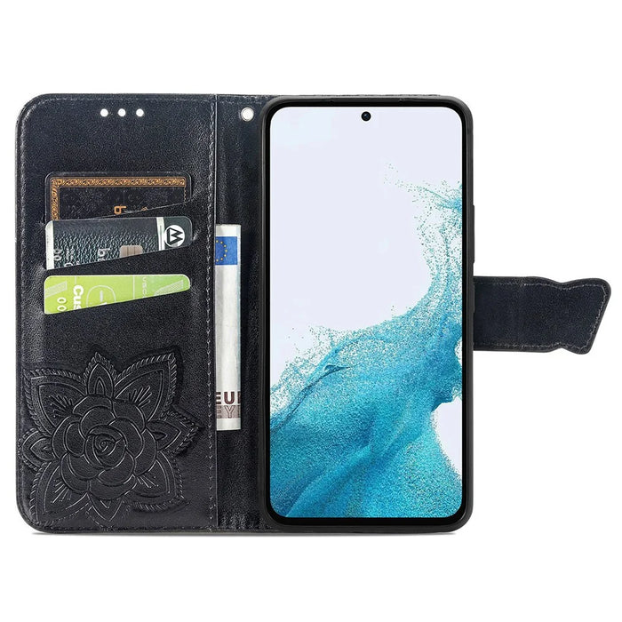 For Samsung Galaxy A36 5G Case PU Leather Wallet Phone Cover Butterfly Pattern - Black - 2