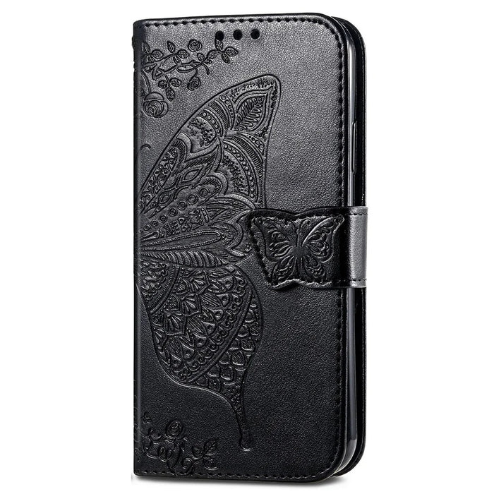 For Samsung Galaxy A36 5G Case PU Leather Wallet Phone Cover Butterfly Pattern - Black - 5