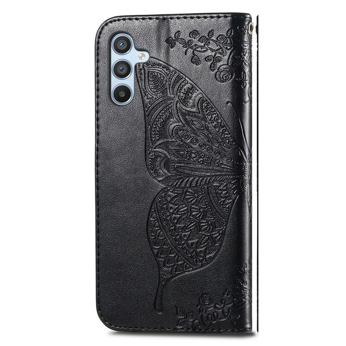 For Samsung Galaxy A36 5G Case PU Leather Wallet Phone Cover Butterfly Pattern - Black - 6