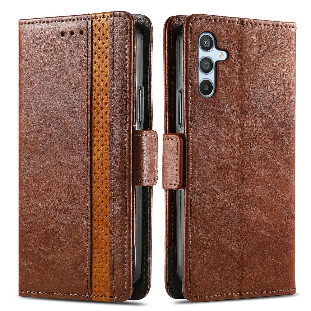 CASENEO For Samsung Galaxy A36 5G Phone Cases PU Leather Cover Stand with RFID Blocking Wallet - Dark Brown - 1