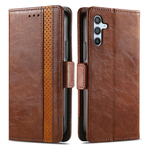 CASENEO For Samsung Galaxy A36 5G Phone Cases PU Leather Cover Stand with RFID Blocking Wallet - Dark Brown - 1