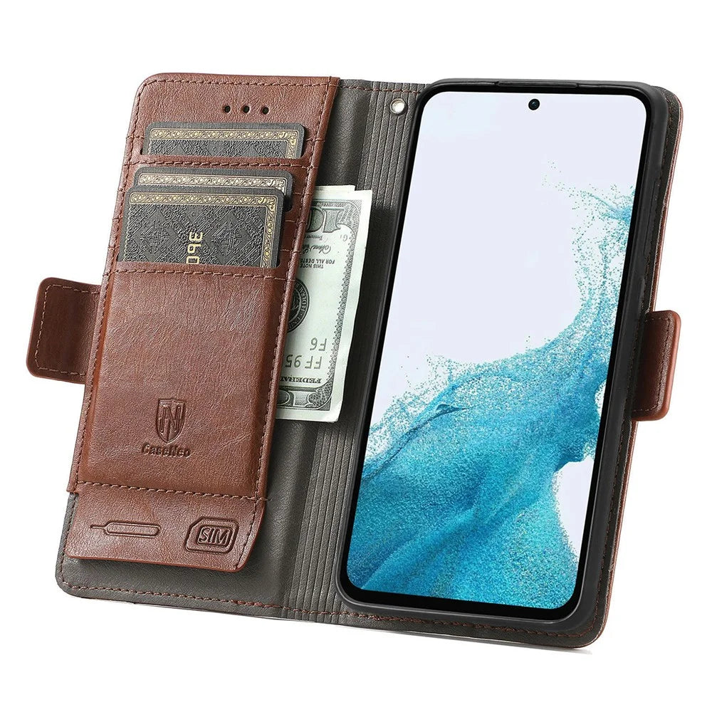 CASENEO For Samsung Galaxy A36 5G Phone Cases PU Leather Cover Stand with RFID Blocking Wallet - Dark Brown - 2
