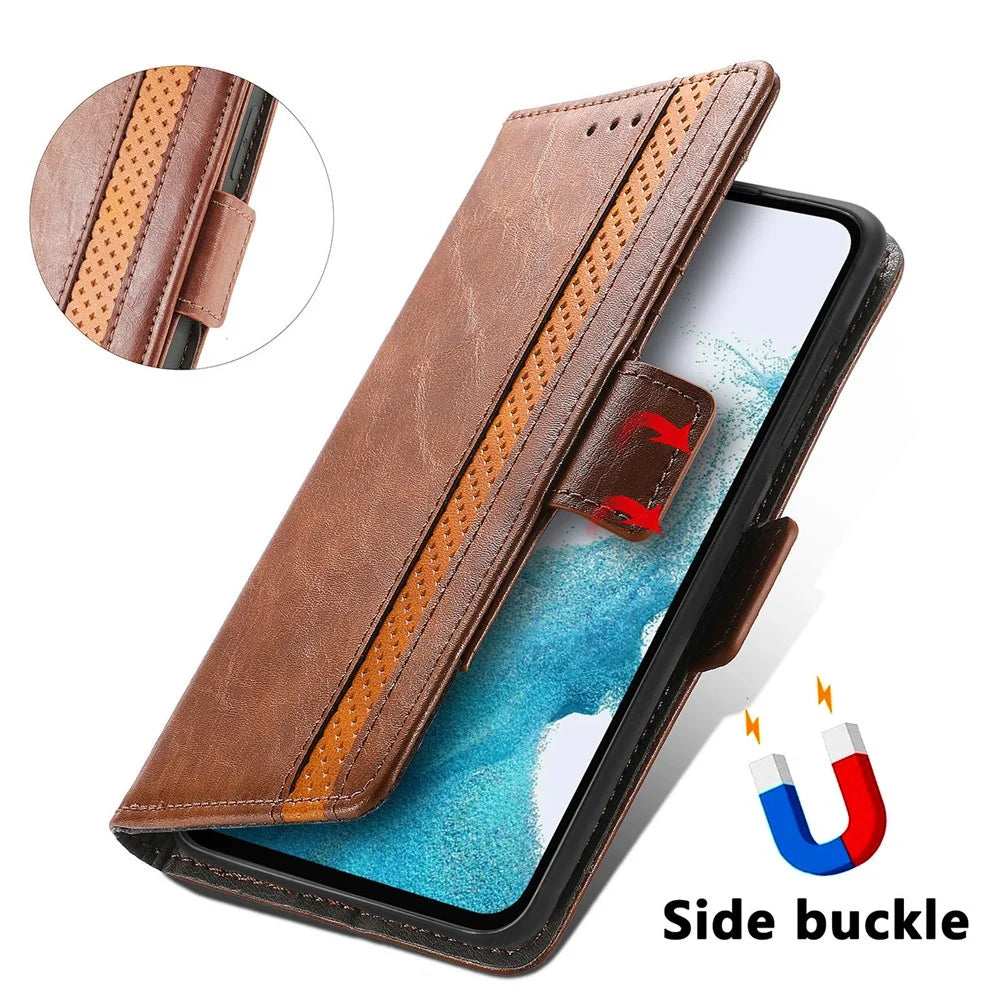 CASENEO For Samsung Galaxy A36 5G Phone Cases PU Leather Cover Stand with RFID Blocking Wallet - Dark Brown - 4