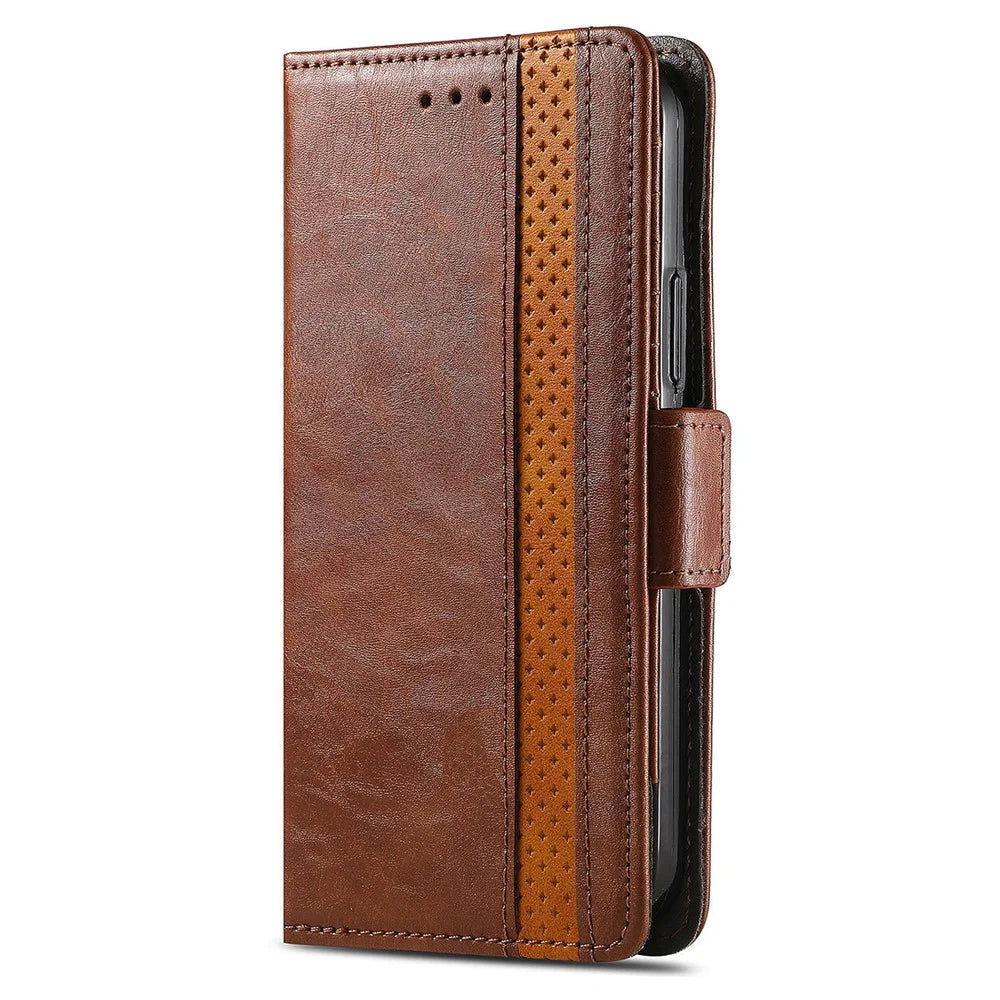 CASENEO For Samsung Galaxy A36 5G Phone Cases PU Leather Cover Stand with RFID Blocking Wallet - Dark Brown - 6