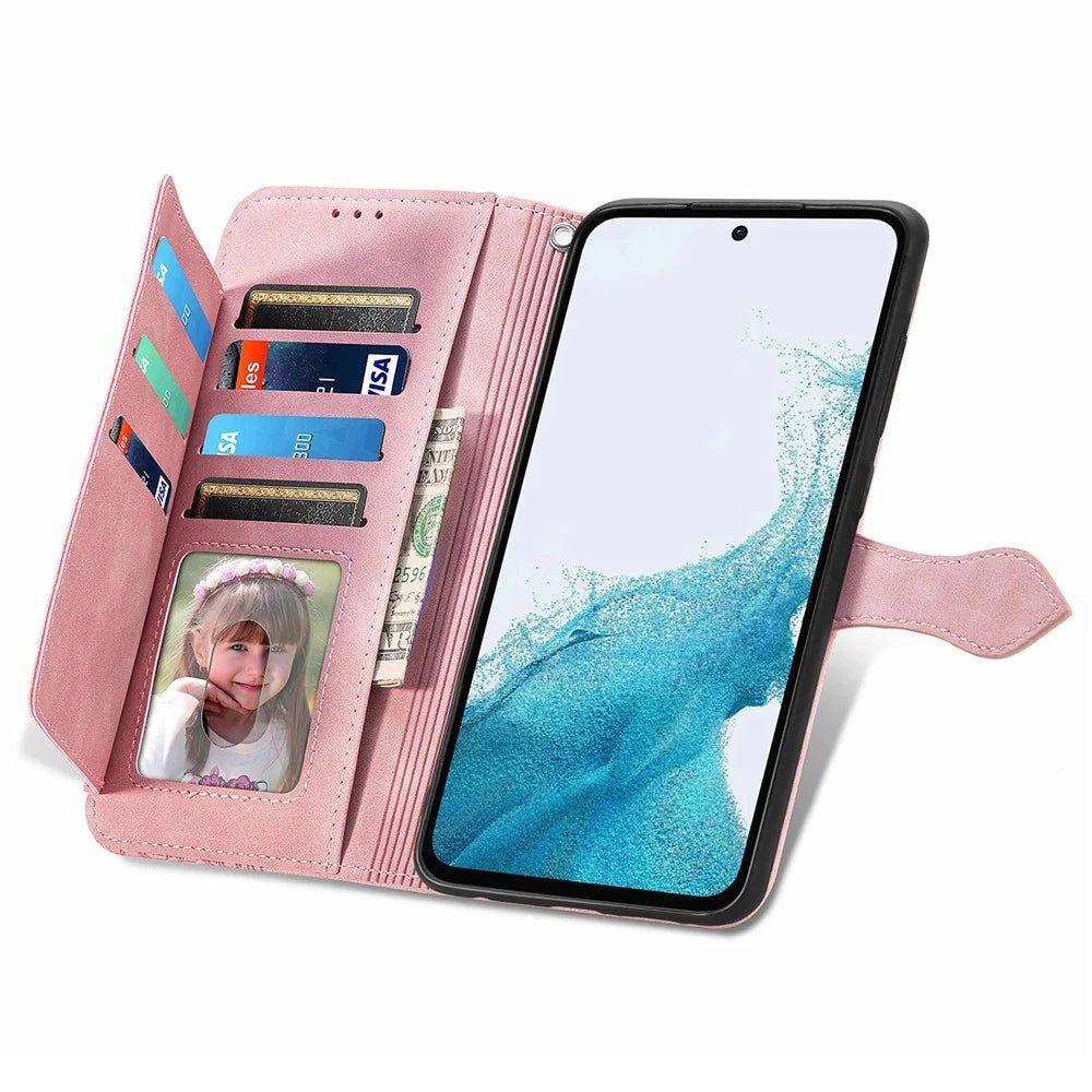 For Samsung Galaxy A36 5G Zipper Wallet Case with Strap Flower Imprint PU Leather Phone Cover - Pink - 2