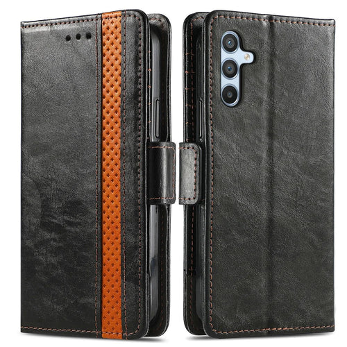CASENEO 002 Series For Samsung Galaxy A36 5G / A56 5G Case Stand Wallet Splicing PU Leather Cover - Black - 1