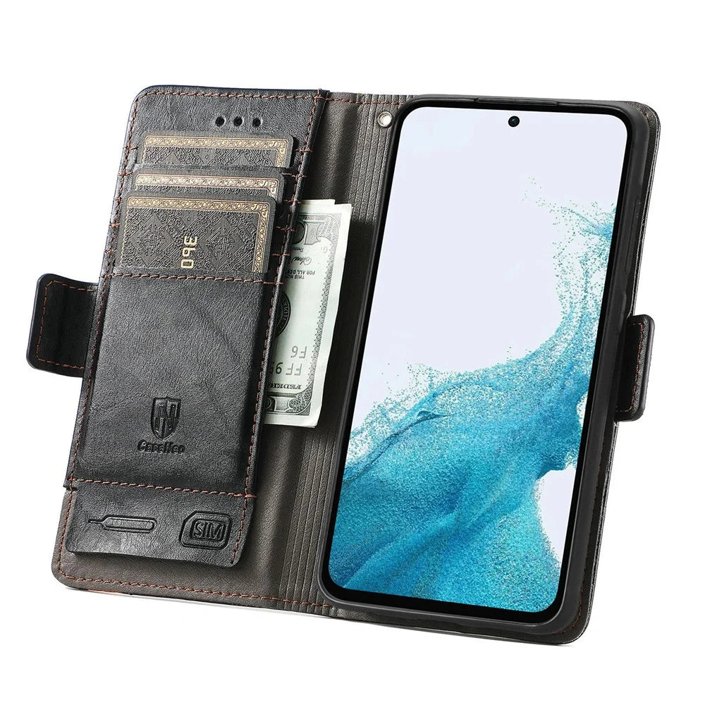 CASENEO 002 Series For Samsung Galaxy A36 5G / A56 5G Case Stand Wallet Splicing PU Leather Cover - Black - 2
