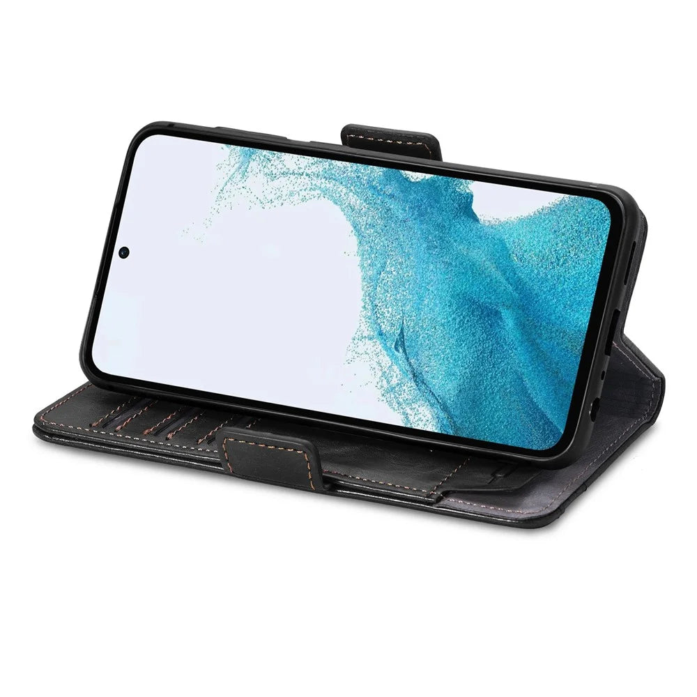 CASENEO 002 Series For Samsung Galaxy A36 5G / A56 5G Case Stand Wallet Splicing PU Leather Cover - Black - 3