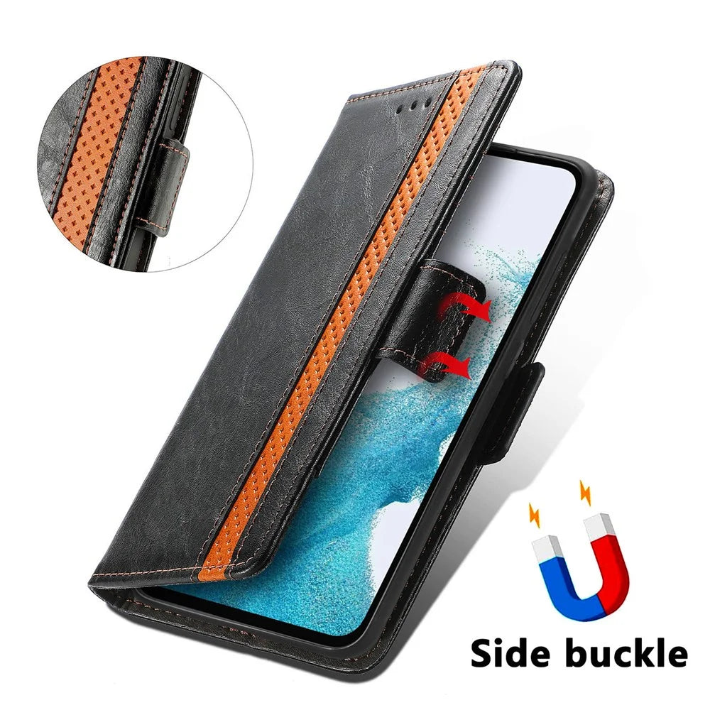 CASENEO 002 Series For Samsung Galaxy A36 5G / A56 5G Case Stand Wallet Splicing PU Leather Cover - Black - 4