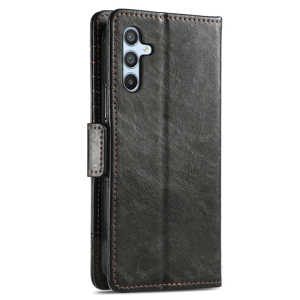 CASENEO 002 Series For Samsung Galaxy A36 5G / A56 5G Case Stand Wallet Splicing PU Leather Cover - Black - 6