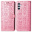 For Samsung Galaxy A56 5G Case Leather Wallet Flip Phone Cover Cute Cat Dog Pattern - Pink - 1
