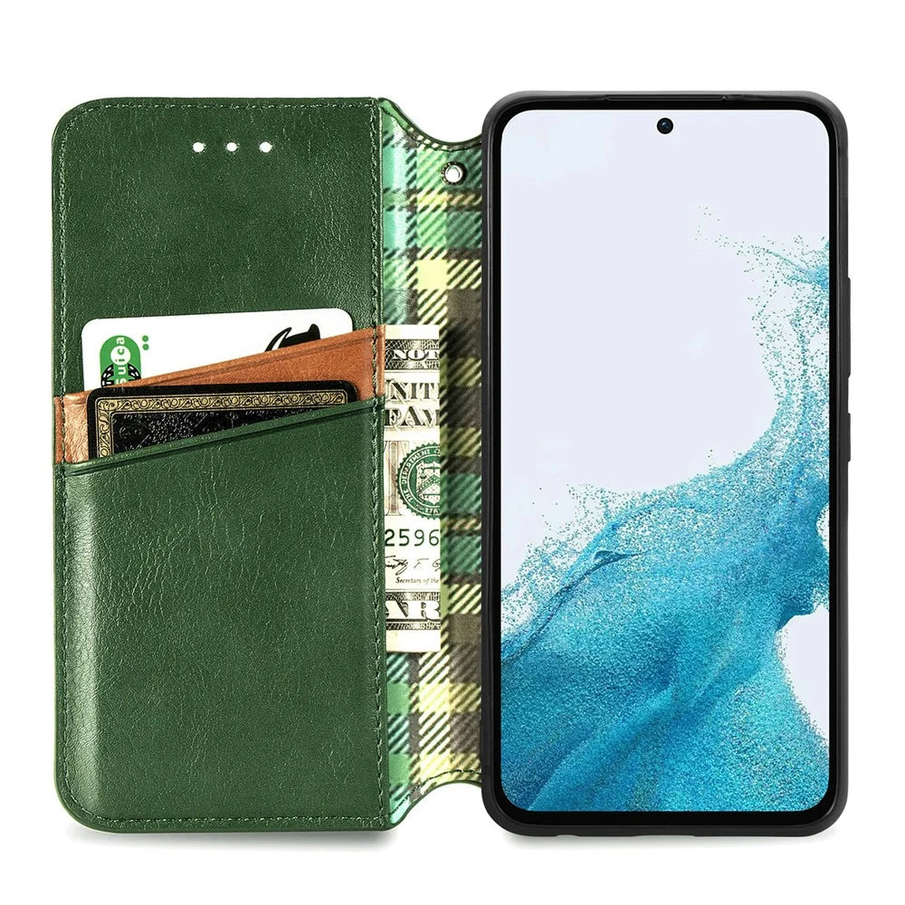 For Samsung Galaxy A36 5G PU Leather Case Rhombus Imprint Wallet Stand Phone Cover - Green - 2
