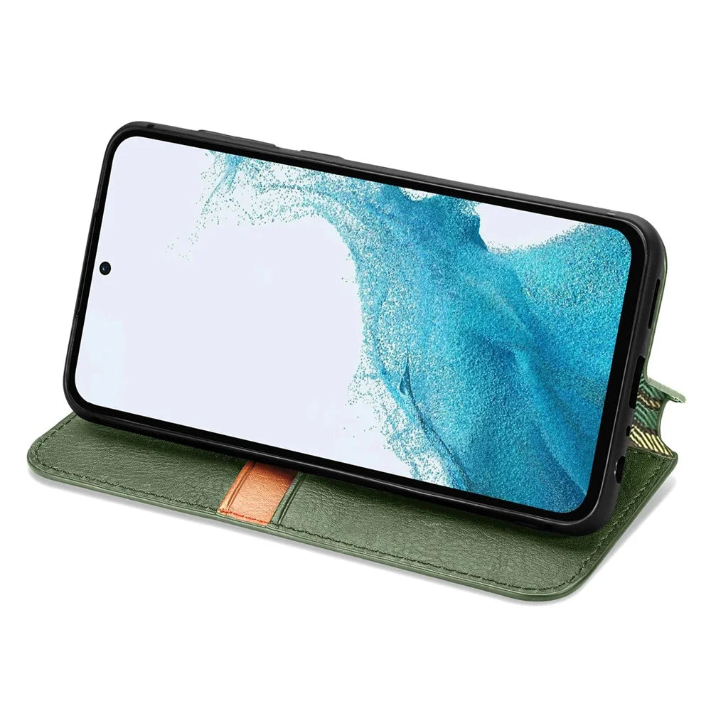 For Samsung Galaxy A36 5G PU Leather Case Rhombus Imprint Wallet Stand Phone Cover - Green - 3