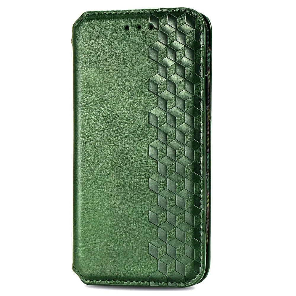 For Samsung Galaxy A36 5G PU Leather Case Rhombus Imprint Wallet Stand Phone Cover - Green - 5