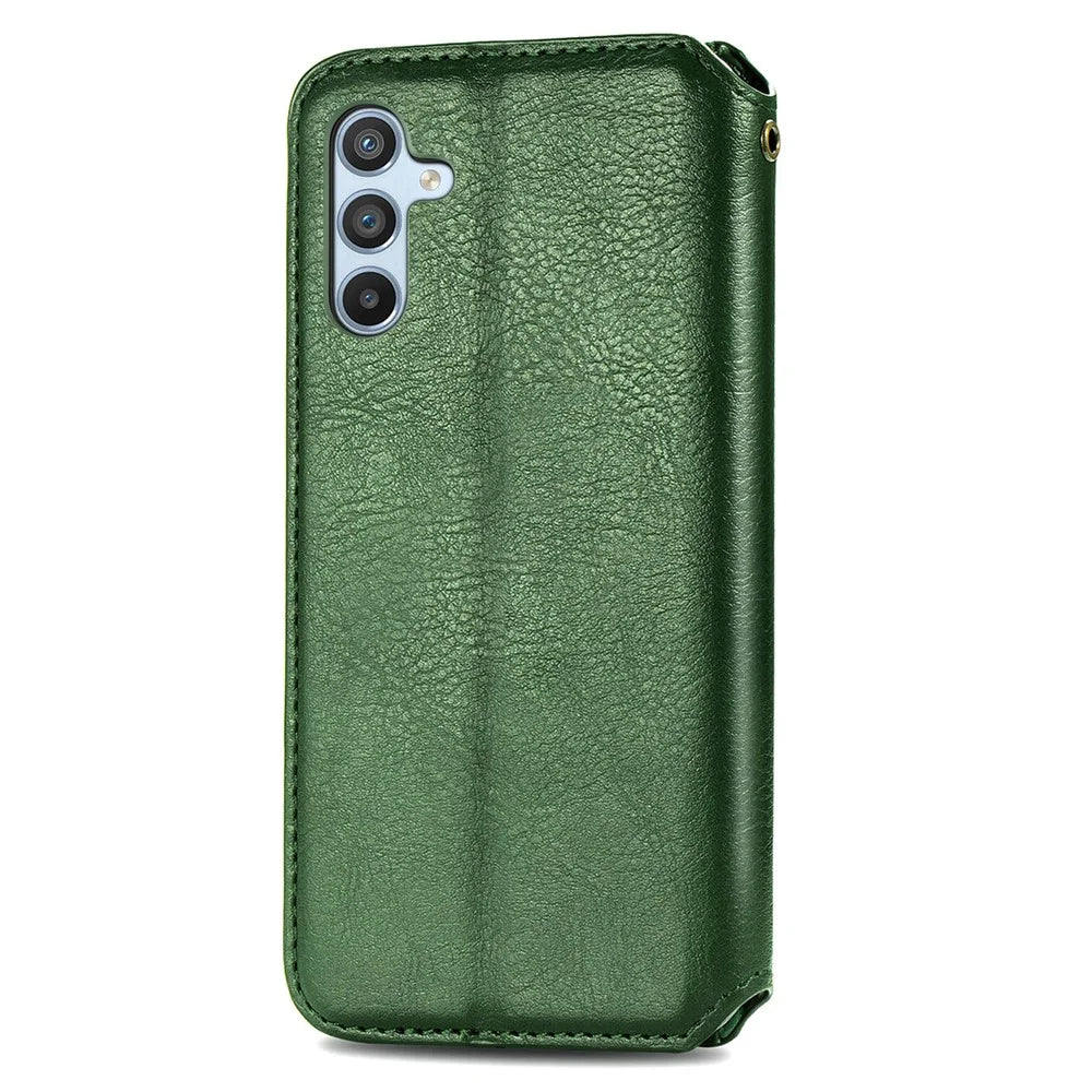 For Samsung Galaxy A36 5G PU Leather Case Rhombus Imprint Wallet Stand Phone Cover - Green - 6