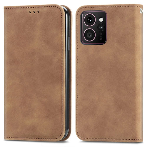 For HMD Skyline Case Skin Touch Feeling Leather Card Holder Phone Cover Magnetic Absorption - Brown - 1