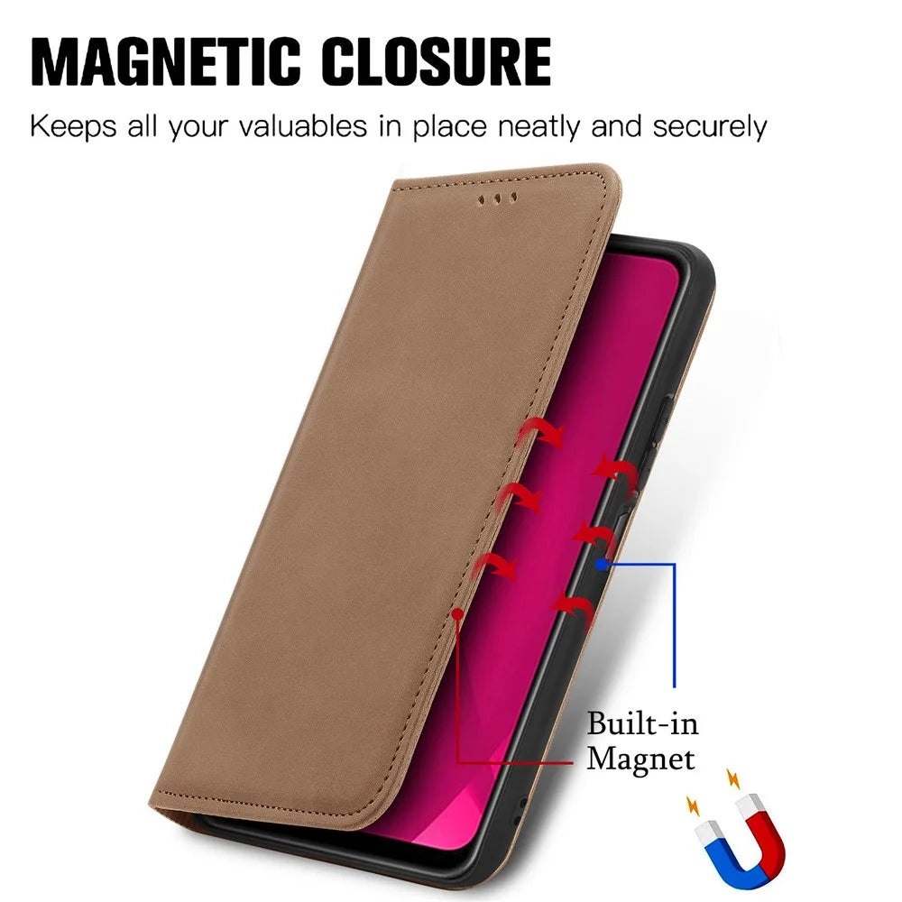 For HMD Skyline Case Skin Touch Feeling Leather Card Holder Phone Cover Magnetic Absorption - Brown - 4