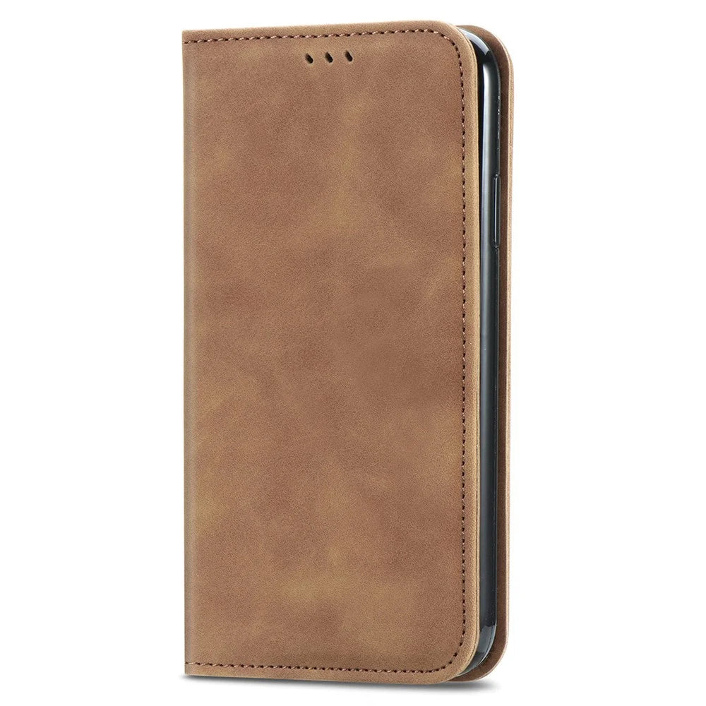 For HMD Skyline Case Skin Touch Feeling Leather Card Holder Phone Cover Magnetic Absorption - Brown - 5