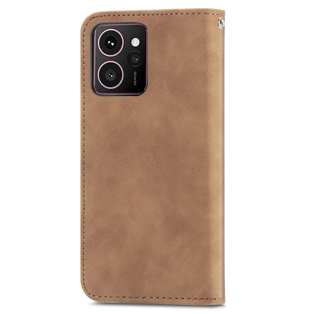 For HMD Skyline Case Skin Touch Feeling Leather Card Holder Phone Cover Magnetic Absorption - Brown - 6