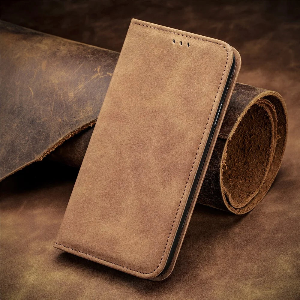 For HMD Skyline Case Skin Touch Feeling Leather Card Holder Phone Cover Magnetic Absorption - Brown - 7