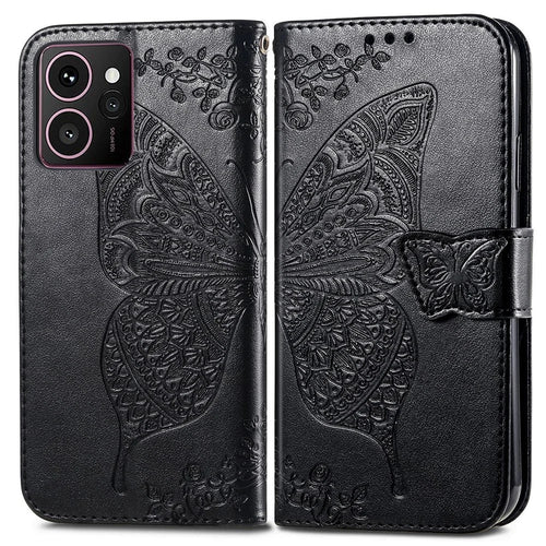 For HMD Skyline Case PU Leather Wallet Phone Cover Butterfly Pattern - Black - 1