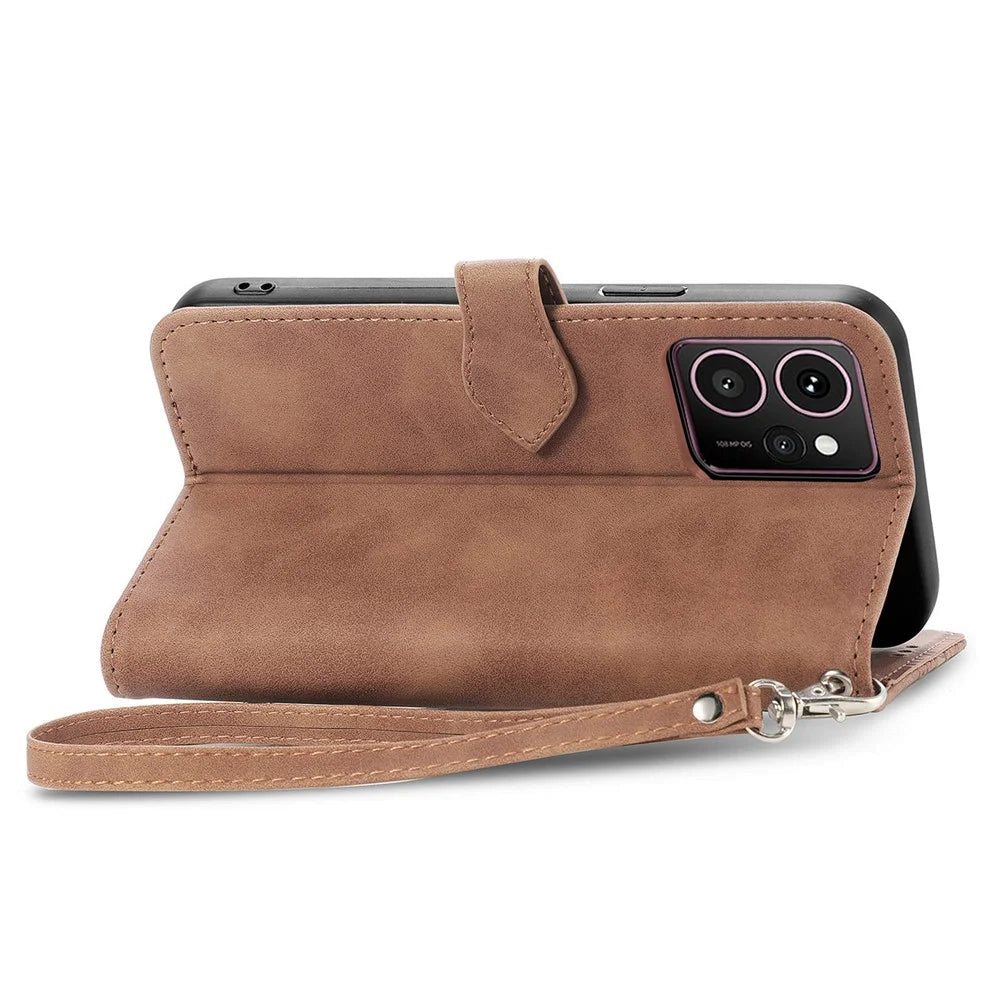 For HMD Skyline Zipper Wallet Case with Strap Flower Imprint PU Leather Phone Cover - Brown - 4