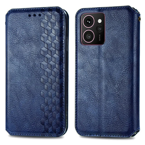 For HMD Skyline PU Leather Case Rhombus Imprint Wallet Stand Phone Cover - Blue - 1