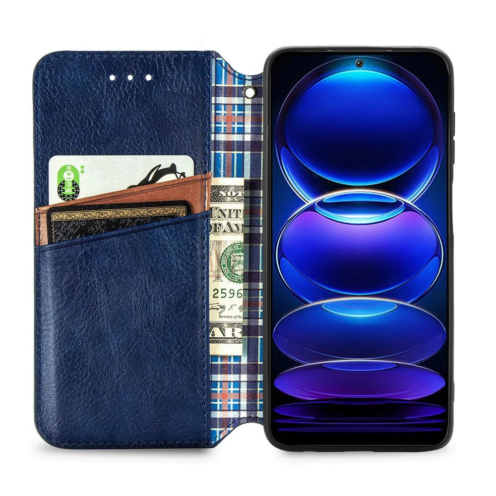 For HMD Skyline PU Leather Case Rhombus Imprint Wallet Stand Phone Cover - Blue - 2