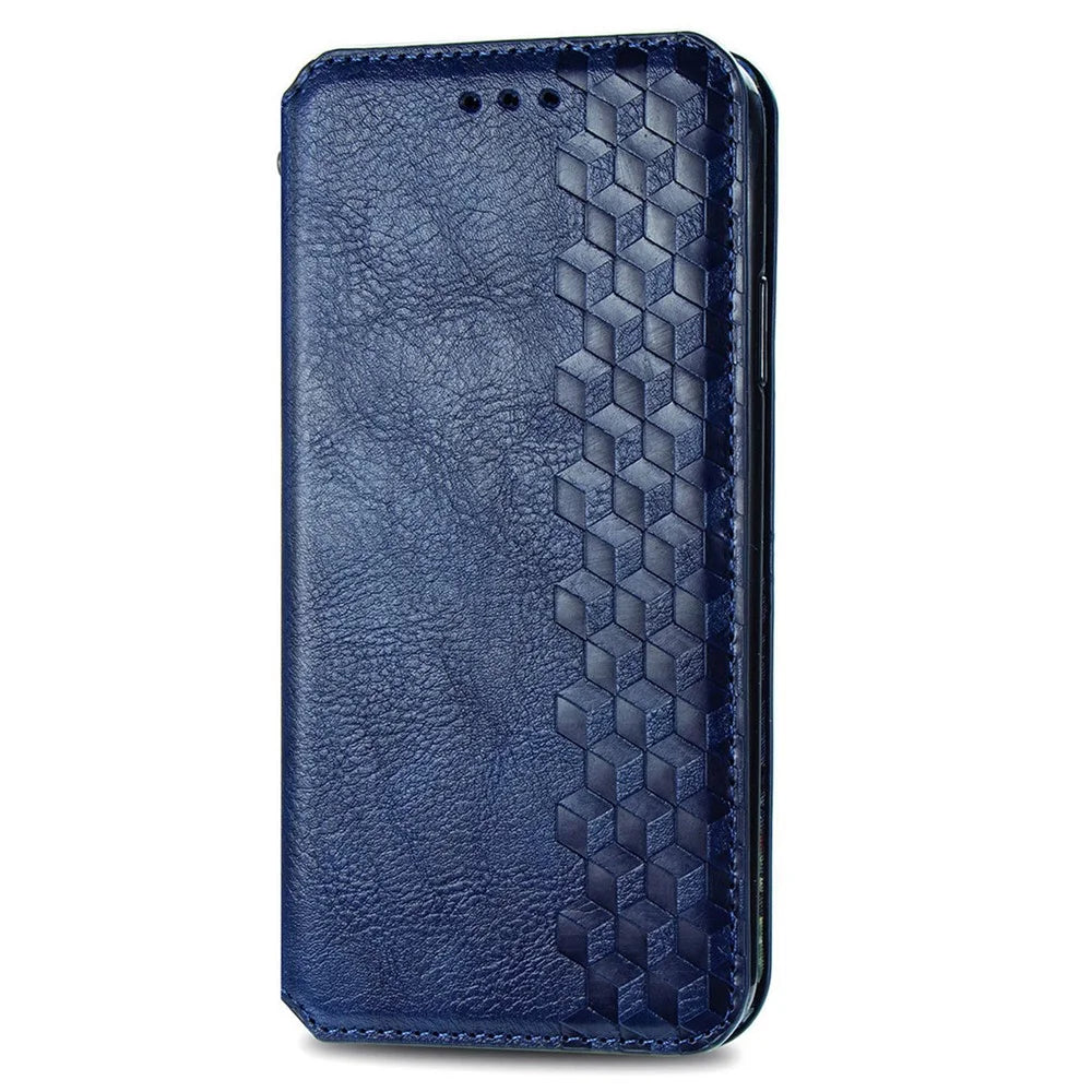 For HMD Skyline PU Leather Case Rhombus Imprint Wallet Stand Phone Cover - Blue - 5