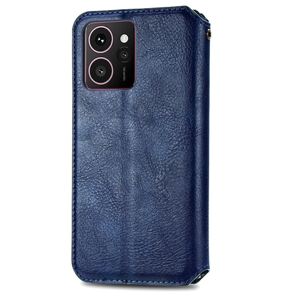 For HMD Skyline PU Leather Case Rhombus Imprint Wallet Stand Phone Cover - Blue - 6