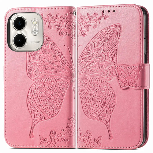 For Infinix Smart 9 4G Case PU Leather Wallet Phone Cover Butterfly Pattern - Pink - 1