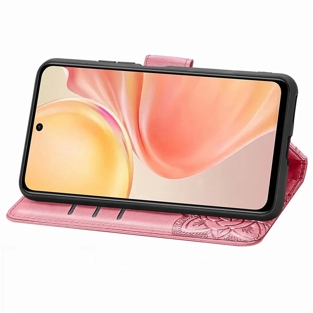 For Infinix Smart 9 4G Case PU Leather Wallet Phone Cover Butterfly Pattern - Pink - 3