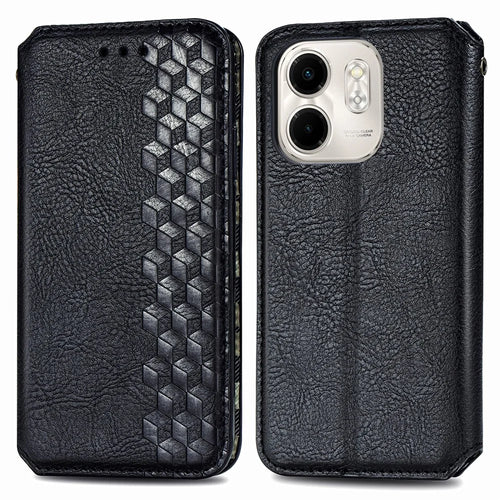 For Infinix Smart 9 4G PU Leather Case Rhombus Imprint Wallet Stand Phone Cover - Black - 1