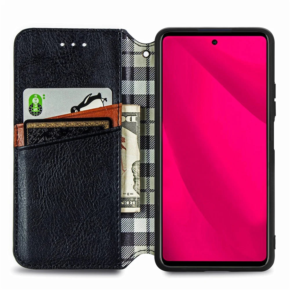 For Infinix Smart 9 4G PU Leather Case Rhombus Imprint Wallet Stand Phone Cover - Black - 2