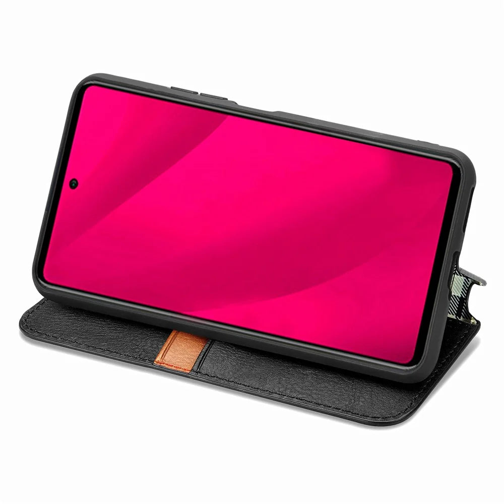 For Infinix Smart 9 4G PU Leather Case Rhombus Imprint Wallet Stand Phone Cover - Black - 3